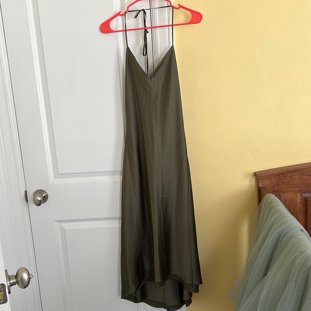Olive Green Abercrombie Silk Midi Dress- NWOT